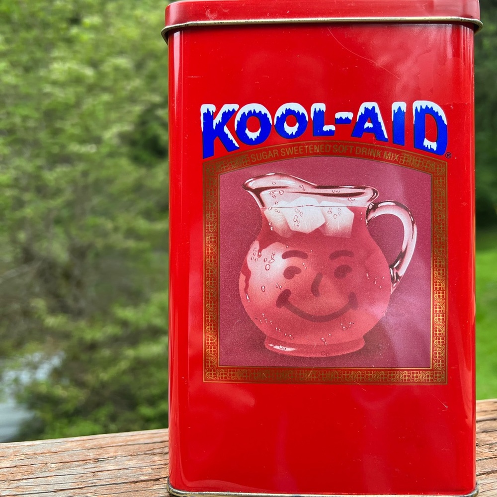 Vintage 1960s Kool-Aid Red Tin Collectible Canister B4267